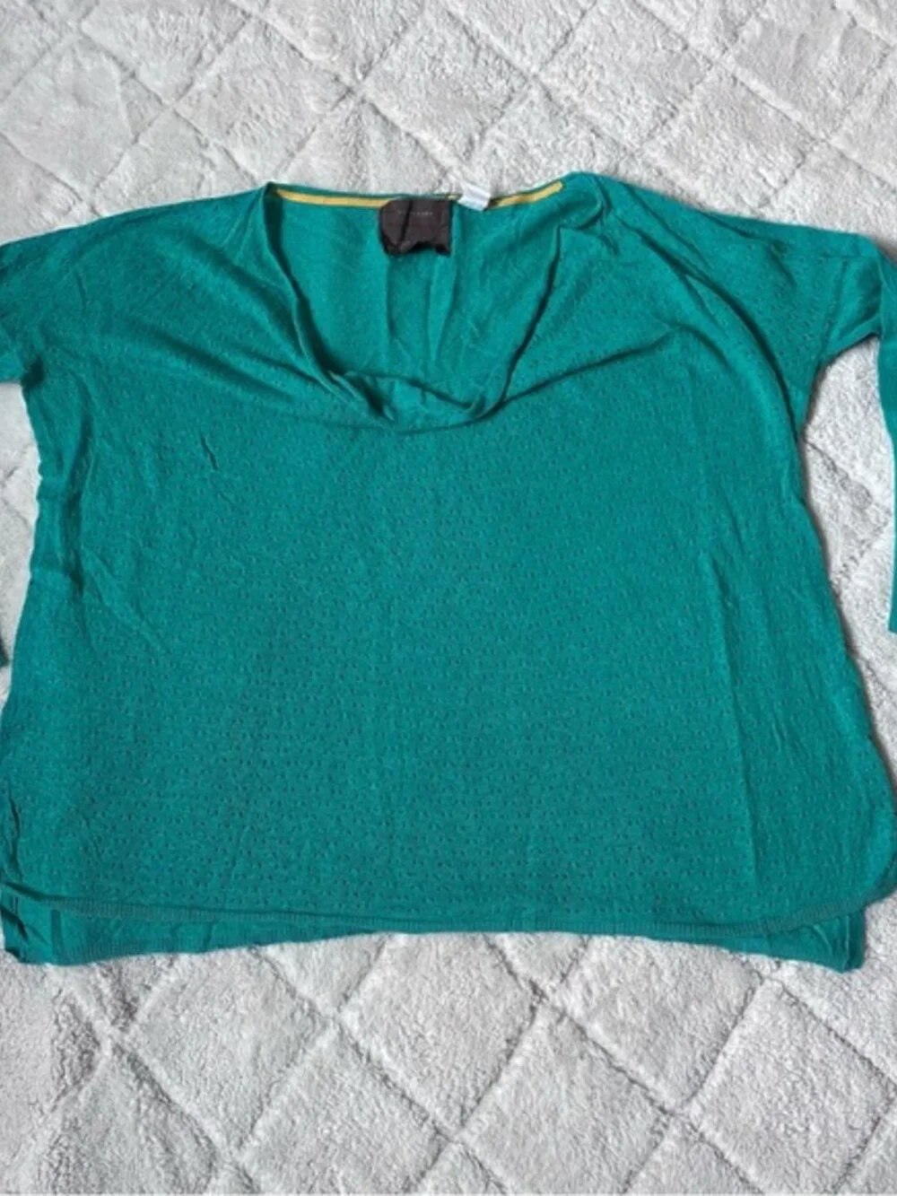 Anthropologie X Guinevere | Linen Blend Pointelle Top Drape Neck | Size Small